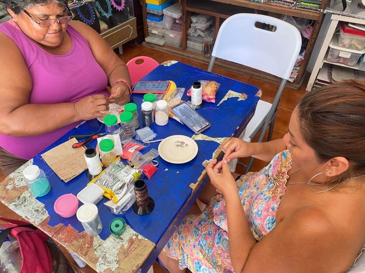 Women making jewelry