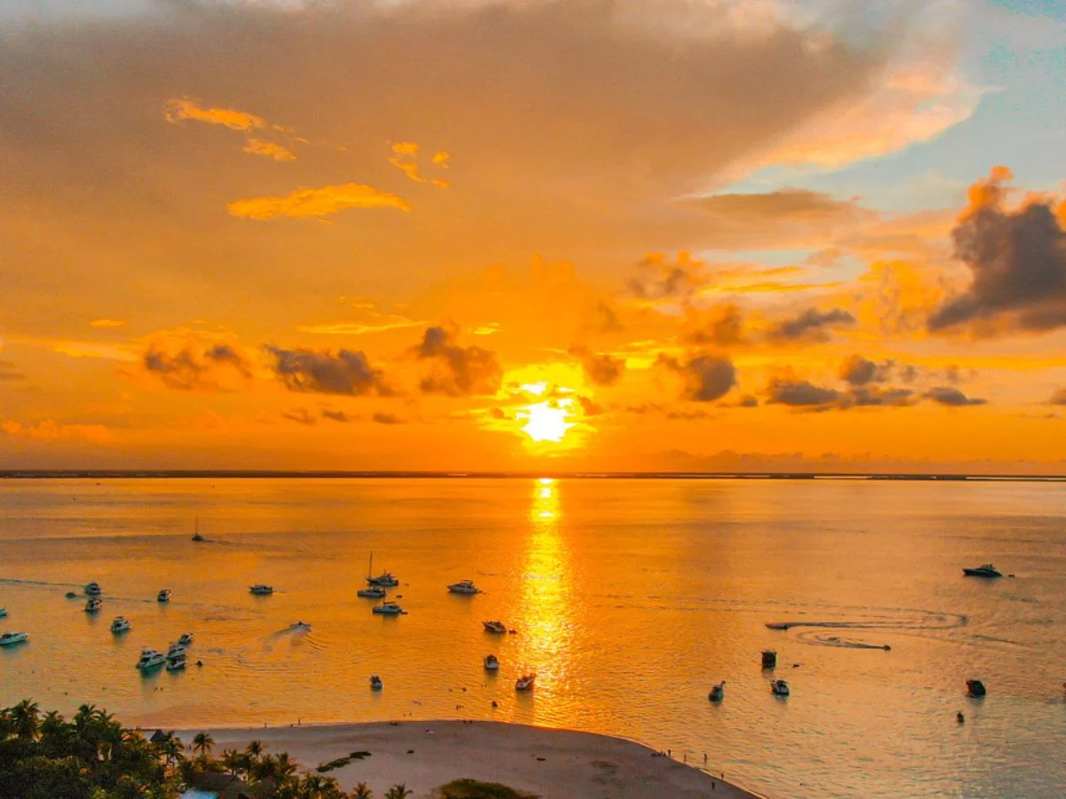 Sunset over the caribbean ocean