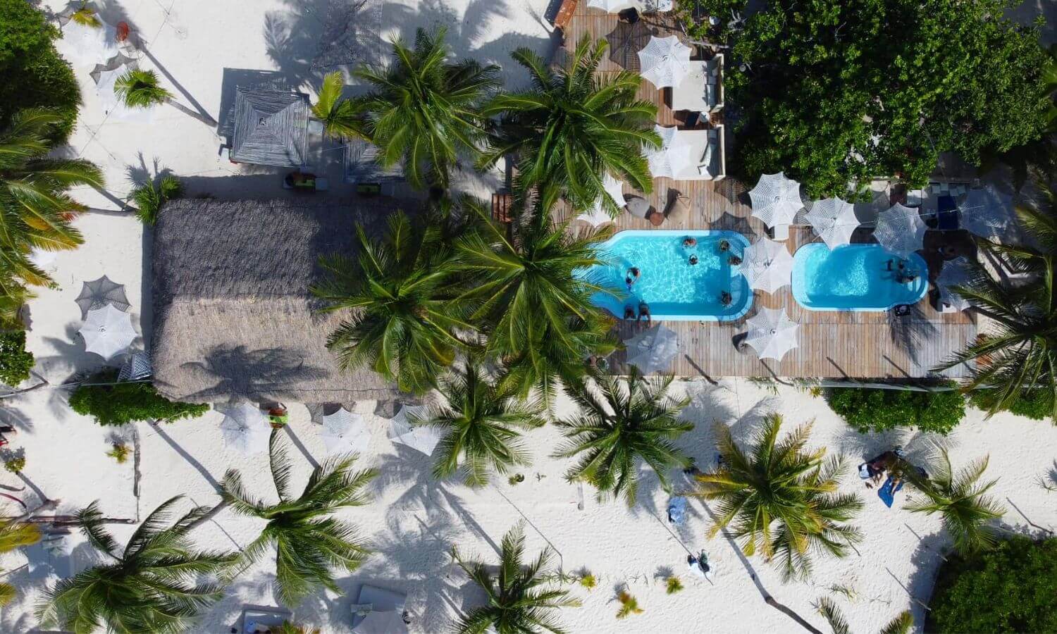 An aerial view of Canabar Beach Club Isla Mujeres
