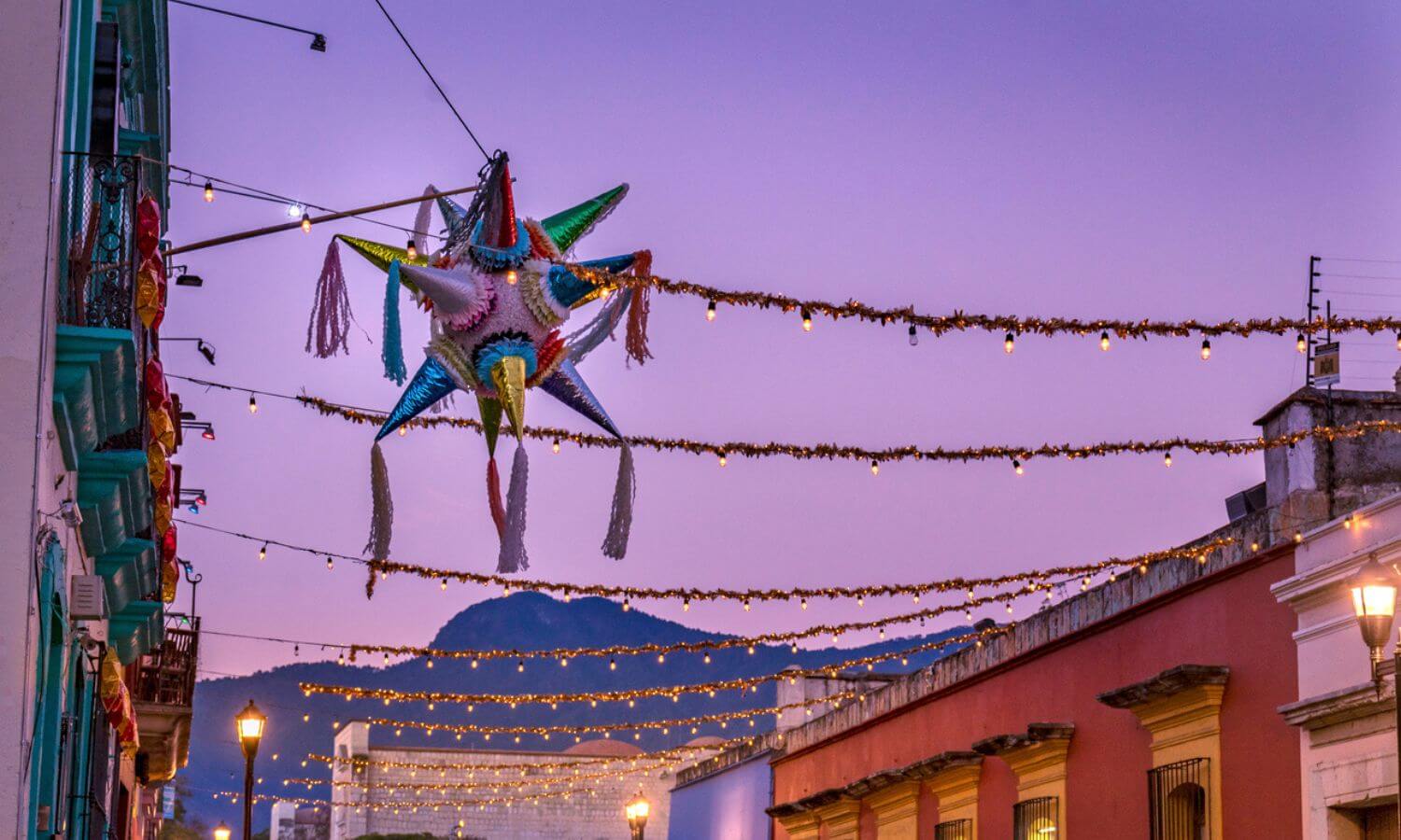 Christmas Decorations in a street in Oaxaca