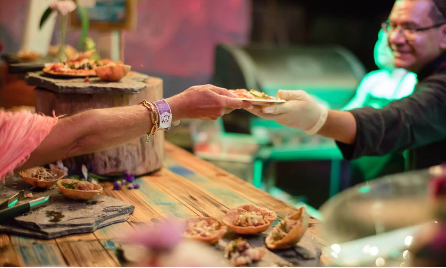 Food being served at The Sabor a Cabo food festival in Cabo.