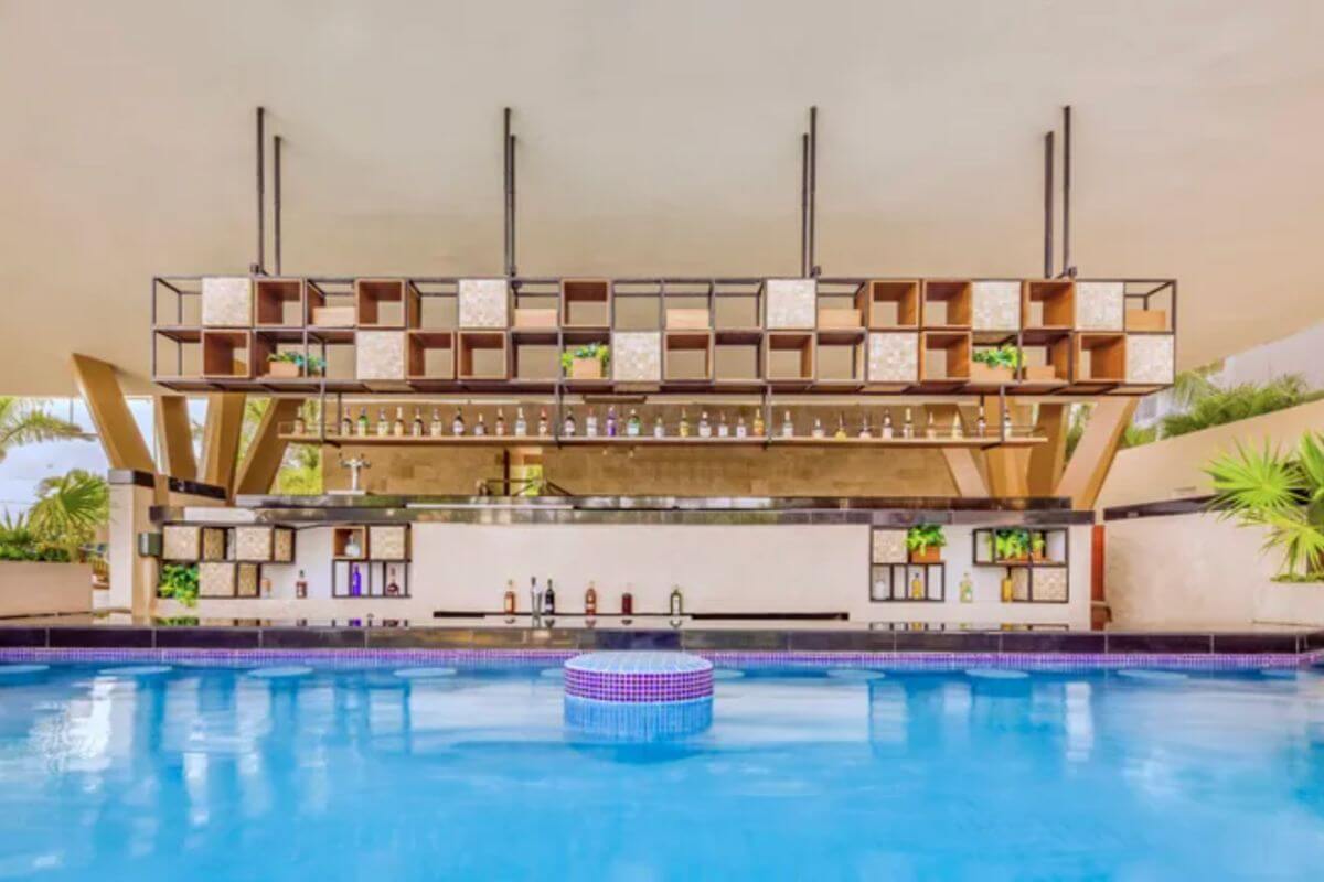 Looking towards the pool bar from the pool at the Fiesta Americana Cozumel Resort.