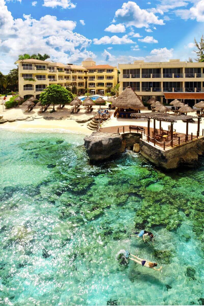 The ocean and beach at Hotel Playa Azul Cozumel Dive Resort.