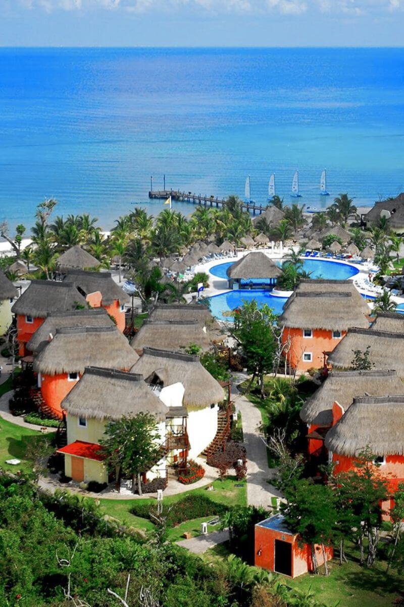 A view accros the resort towards the ocean at Iberostar on Cozumel island.