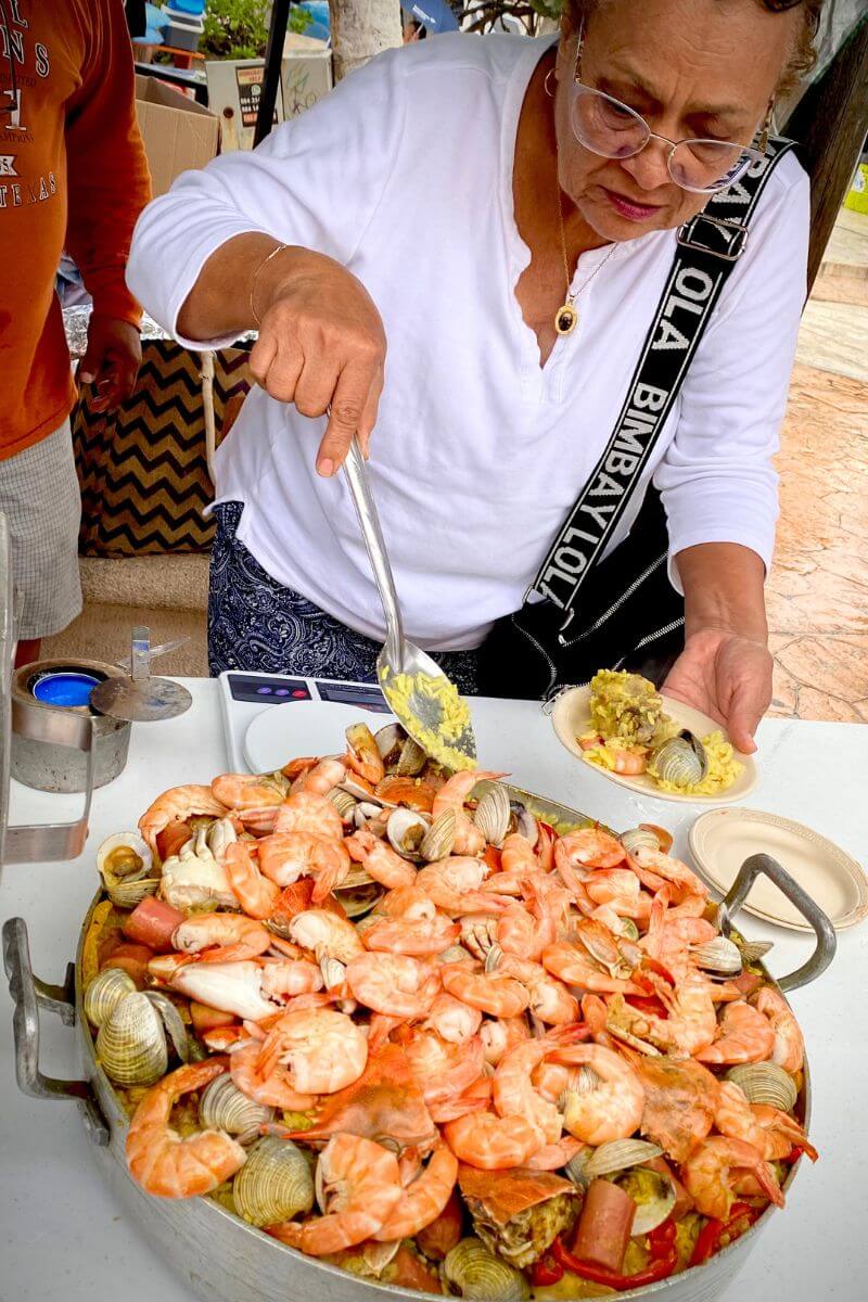 A beautifully presented Paella at the Puerto Morelos Ceviche Festival