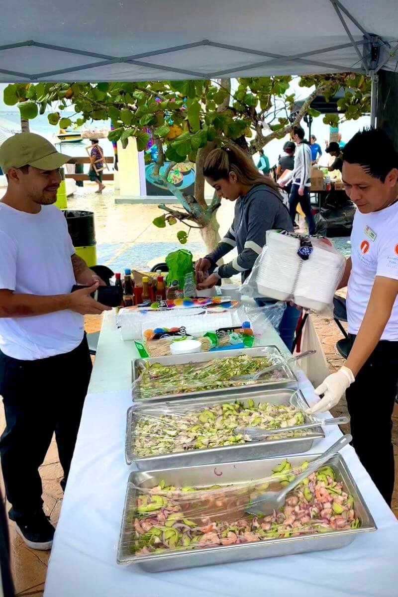 Three ceviches on display at the Puerto Morelos Ceviche Festival
