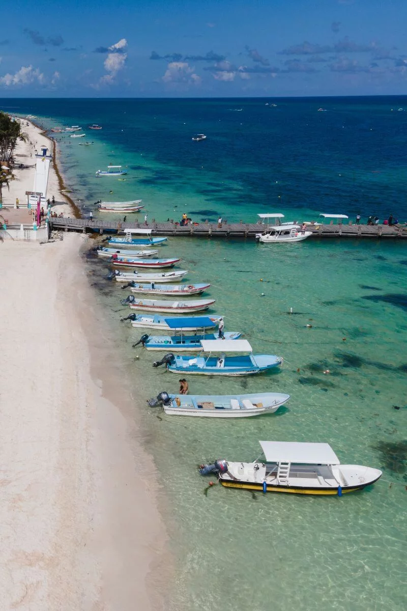 Puerto Morelos Fishing Boats An areal view of puerto morelos fishing boats