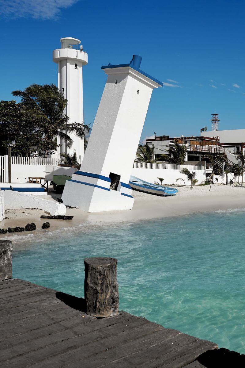 Puerto Morelos Lighthouse taken from the jetty next to it.