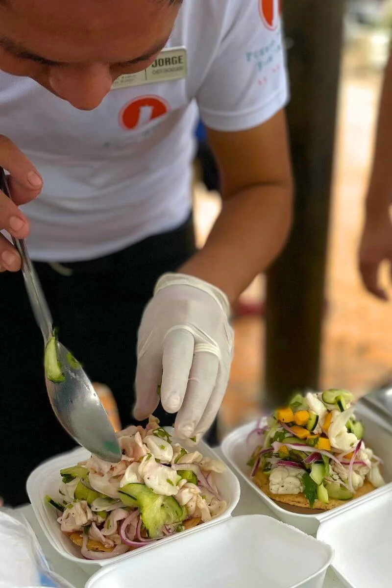 Ceviche Festival In Puerto Morelos Conch ceviche being served at the ceviche festival in puerto morelos