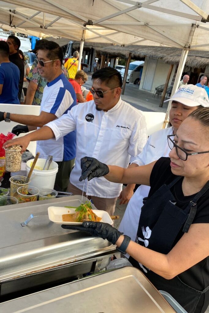 Thai style curry with galangal being served at the Mexican Caribbean Gastronomic Festival.