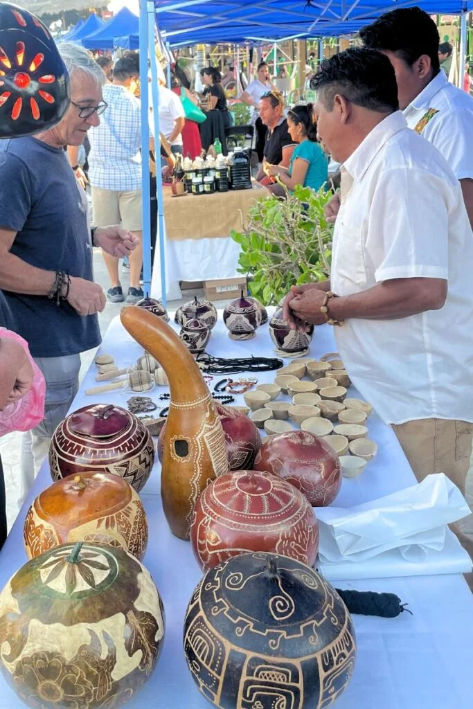 Festival Gastronomico Del Caribe - The 3Rd Annual Mexican Caribbean Gastronomic Festival In Puerto Morelos 16 Decorated gourds being sold on a market stand at the food festival in puerto morelos.