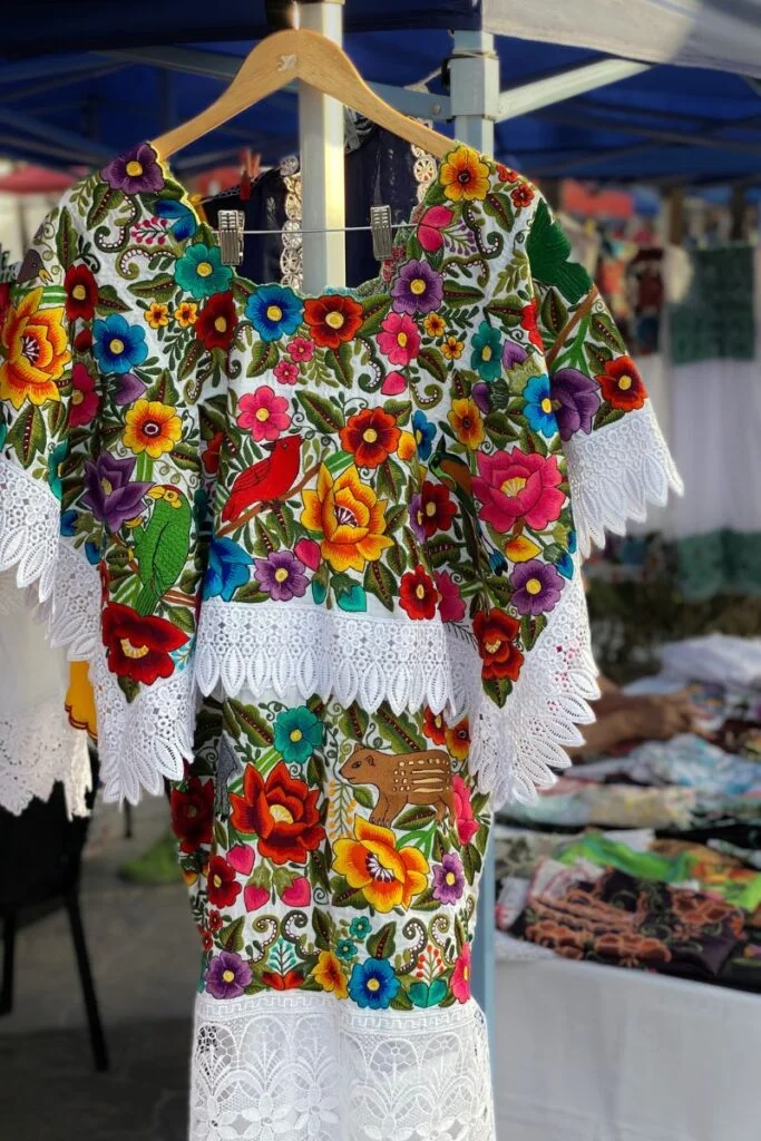 Festival Gastronomico Del Caribe - The 3Rd Annual Mexican Caribbean Gastronomic Festival In Puerto Morelos 8 A traditional dress from the yucatan region being sold on a market stand at the food festival in puerto morelos.