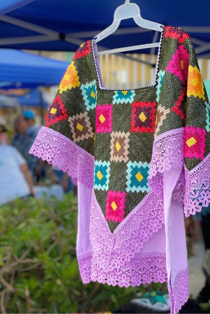 Traditional clothing being sold in the market section of the Mexican Caribbean Food Festival.