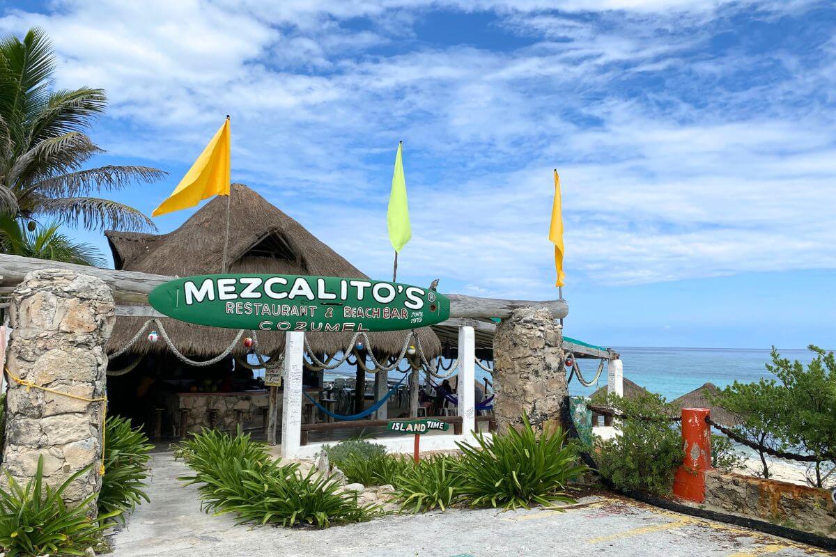 Mezcalitos Bar entrance on Cozumel Island