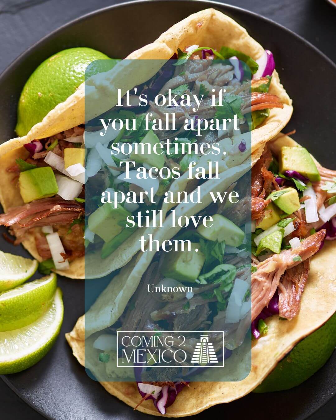 It's okay if you fall apart sometimes. Tacos fall apart and we still love them.