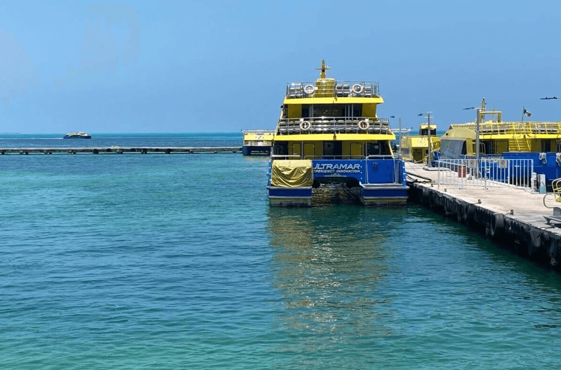 Ultramar Ferry To Isla Mujeres Ultramay ferry docked and waiting to go to isla mujeres
