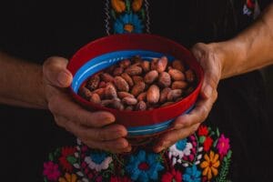 Cacao in a colorful bowl